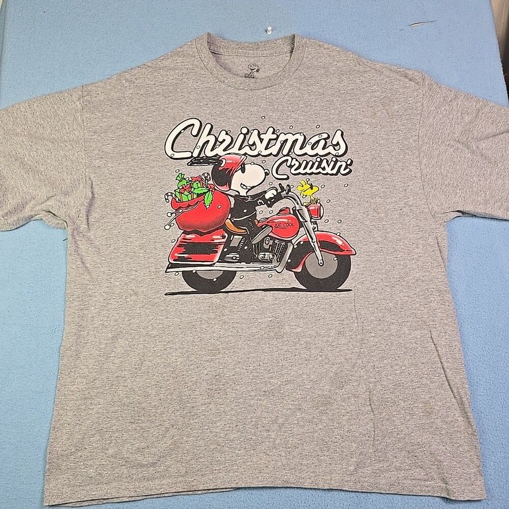 Peanuts Large Gray T shirt - Christmas Cruisin Joe Cool Snoopy & Woodstock 2XL